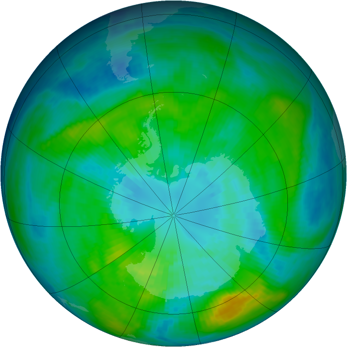 Antarctic ozone map for 30 March 1980